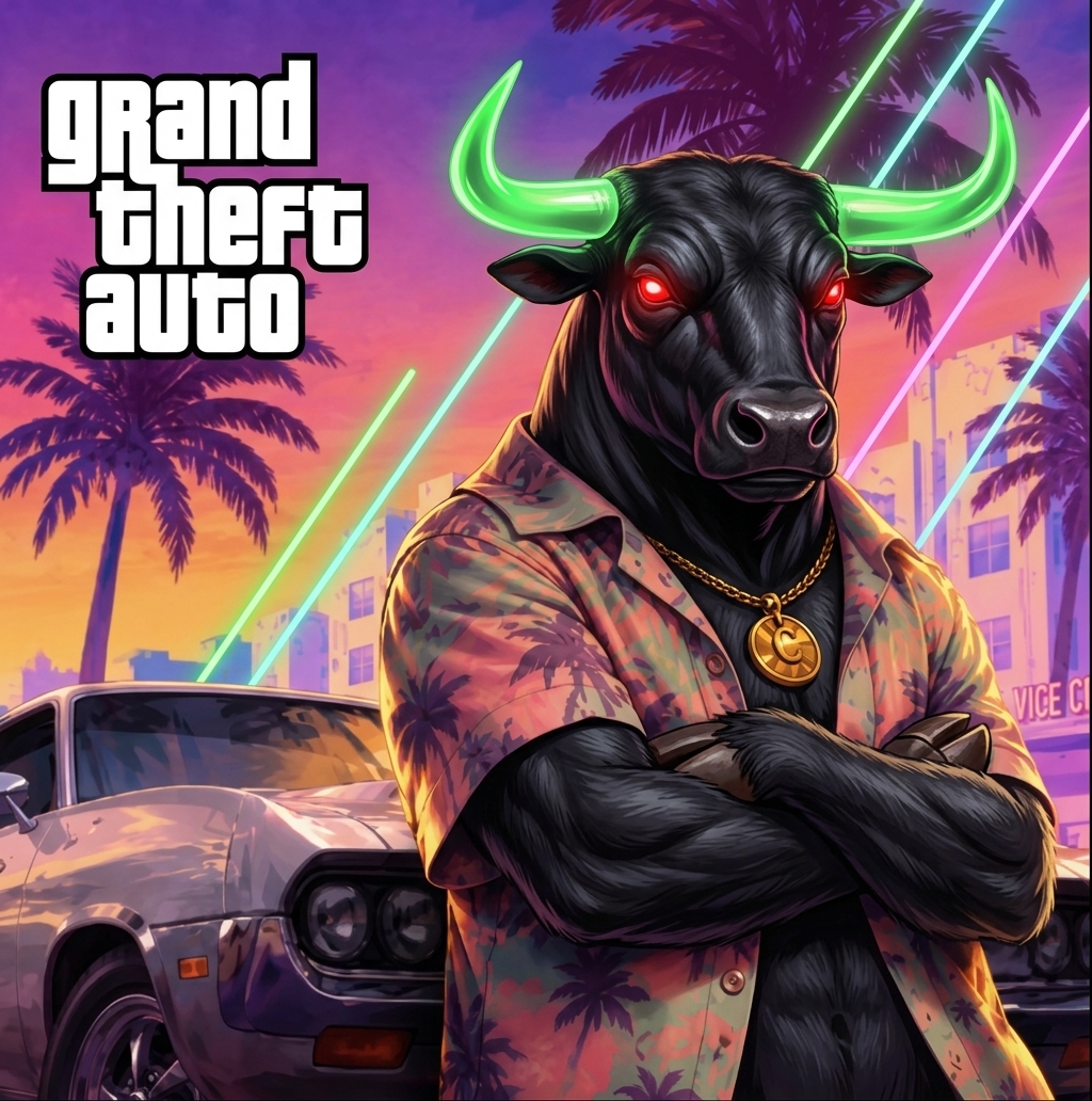 GTA SEM bull mascot, Vice City neon horns